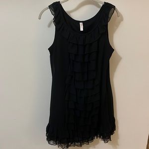 Xhilaration Black Ruffled Midi Dress Size L